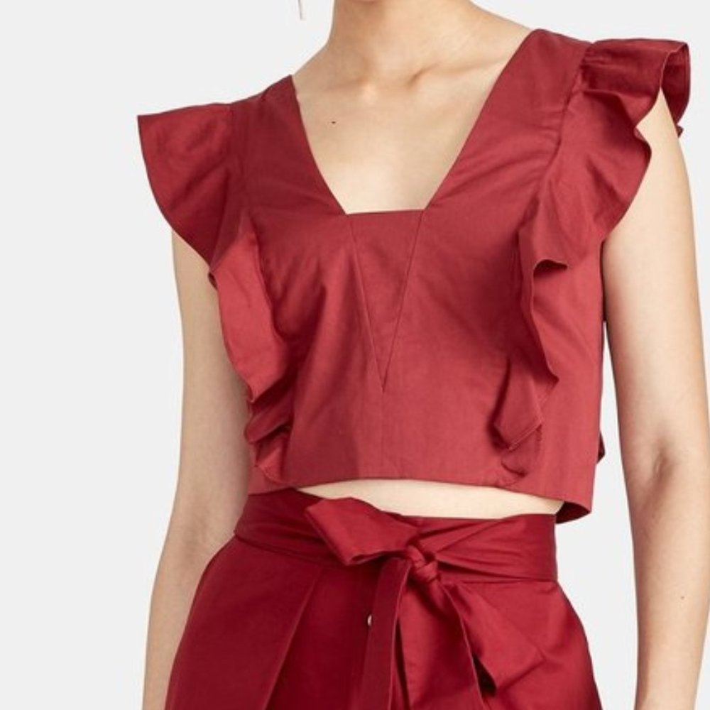 Rachel Rachel Roy Red Ruffled Top Size Large